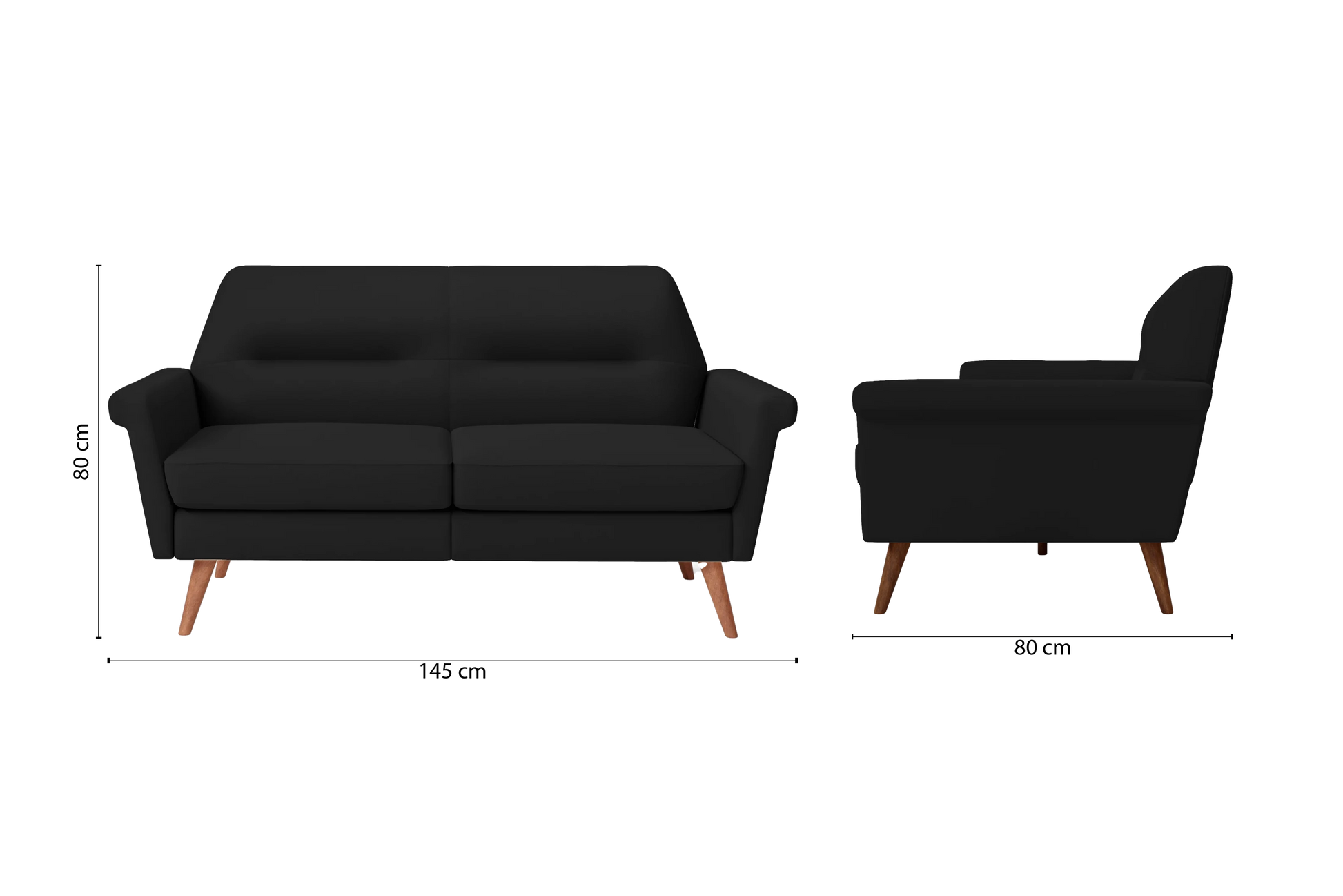 Ravenna 2 Seater Sofa Black Leather