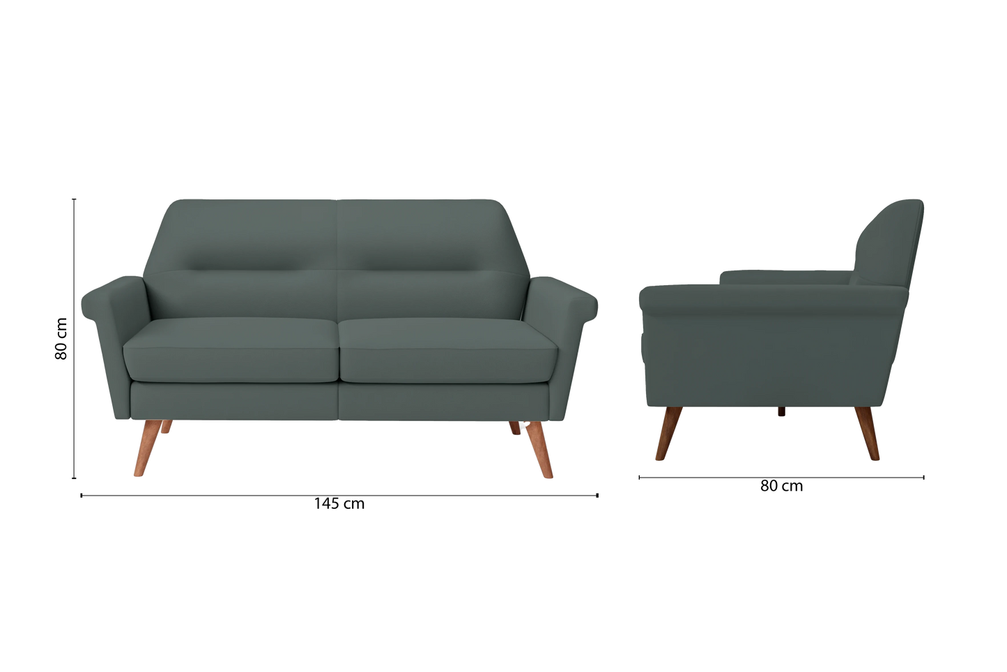 Ravenna 2 Seater Sofa Dusky Turquoise Leather