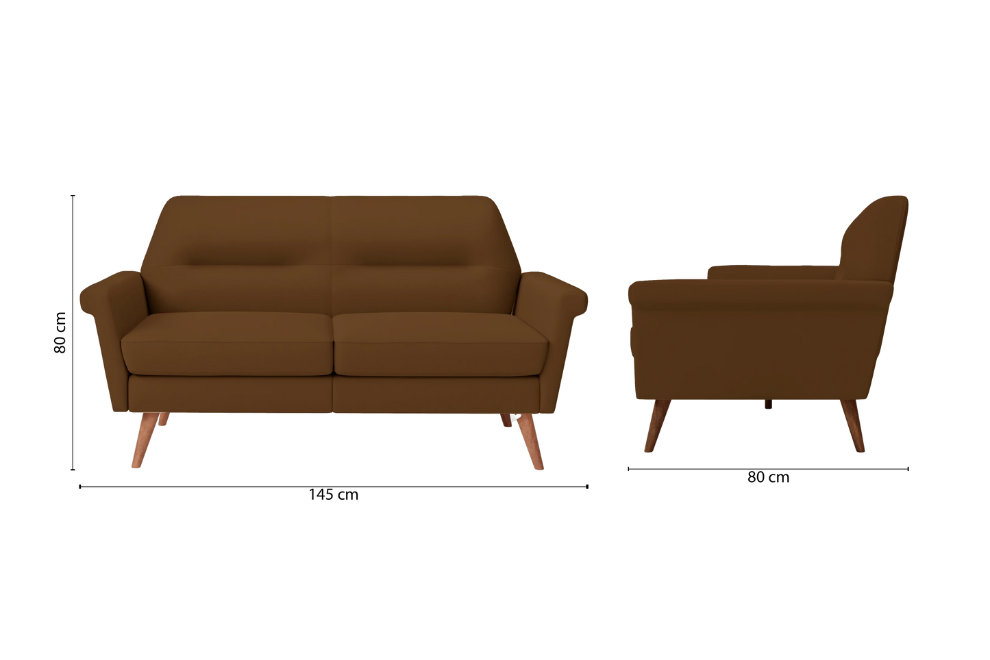 Ravenna 2 Seater Sofa Walnut Brown Leather