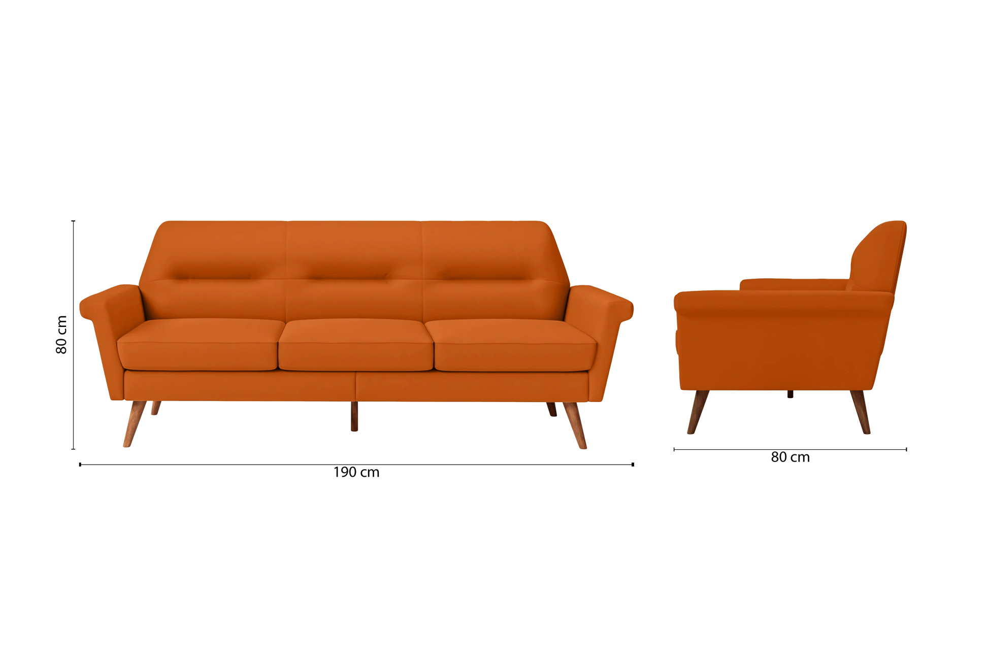 Ravenna 3 Seater Sofa Orange Leather