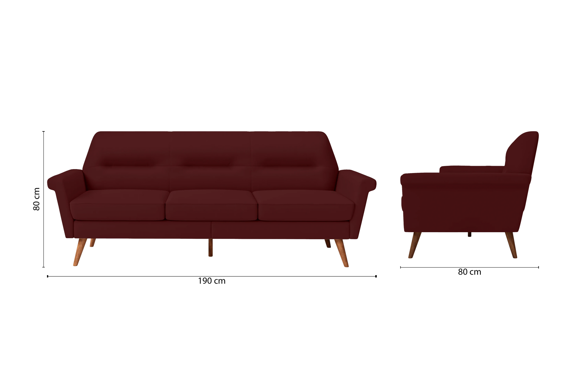 Ravenna 3 Seater Sofa Red Leather