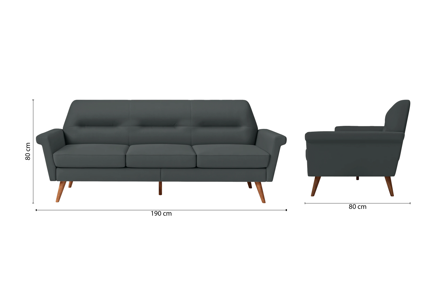 Ravenna 3 Seater Sofa Slate Leather