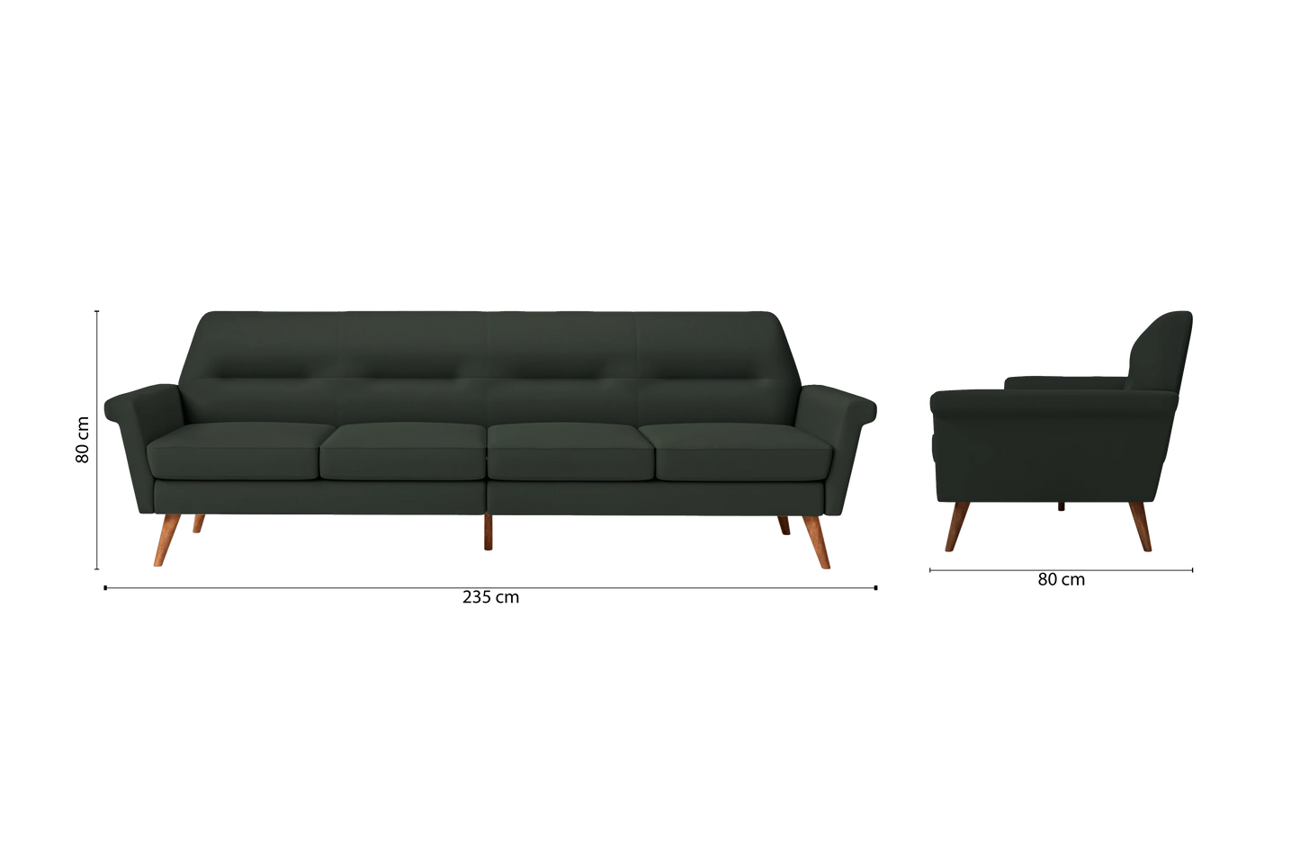 Ravenna 4 Seater Sofa Green Leather