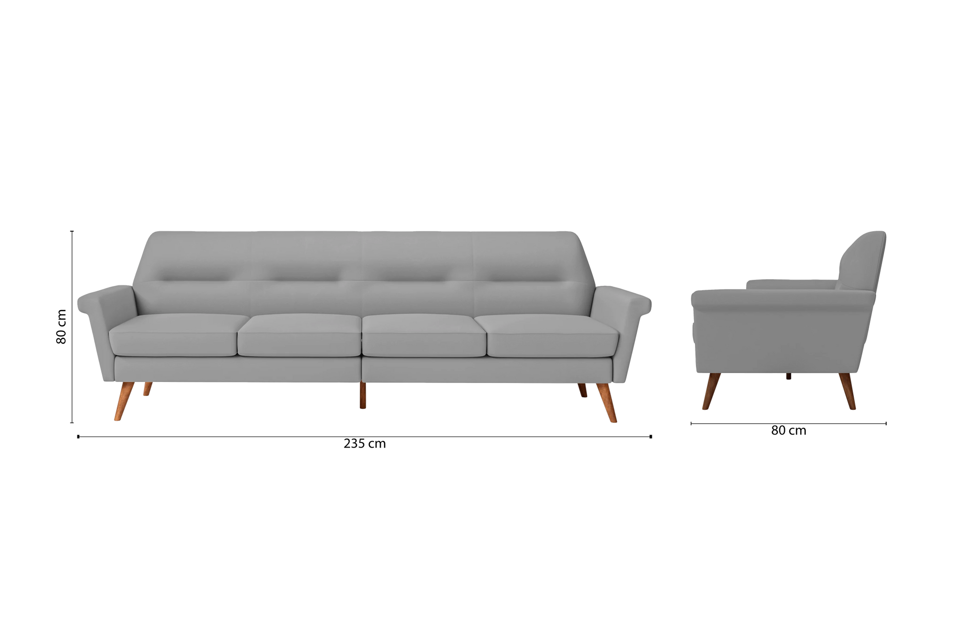 Ravenna 4 Seater Sofa Grey Leather