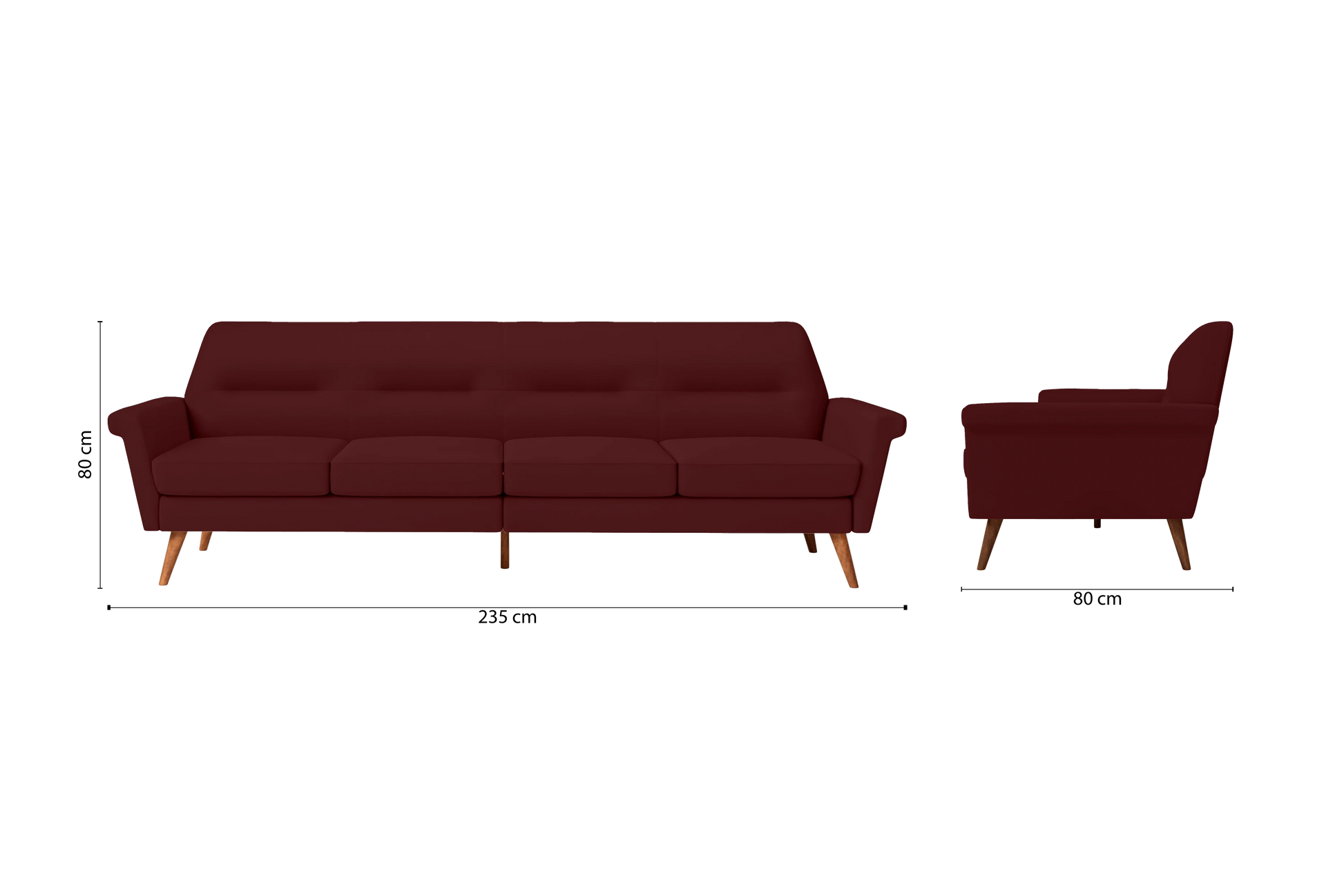 Ravenna 4 Seater Sofa Red Leather