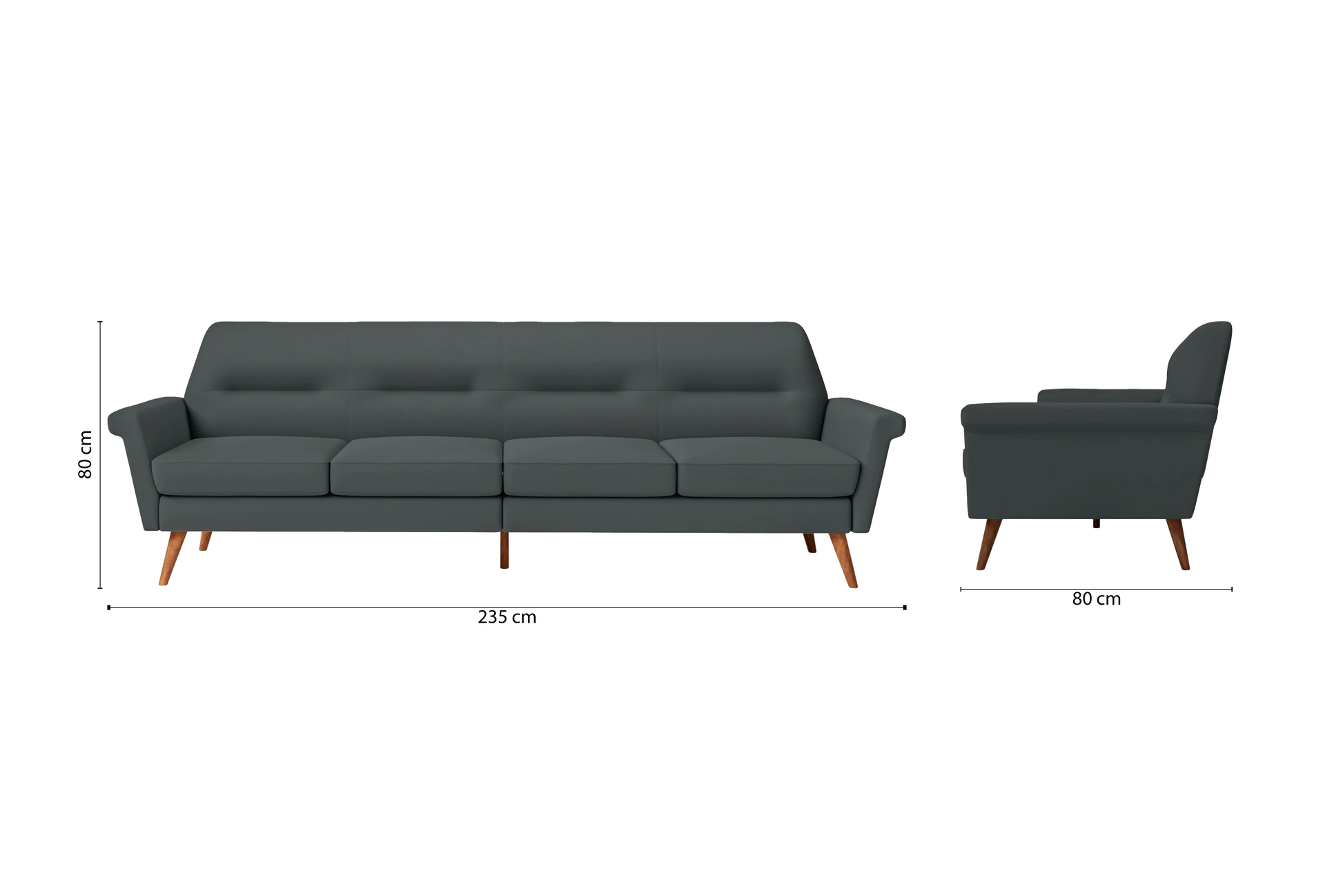 Ravenna 4 Seater Sofa Slate Leather