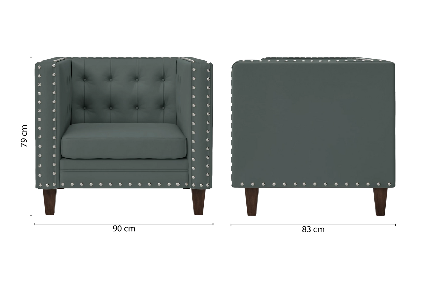 Rovigo Armchair Dusky Turquoise Leather