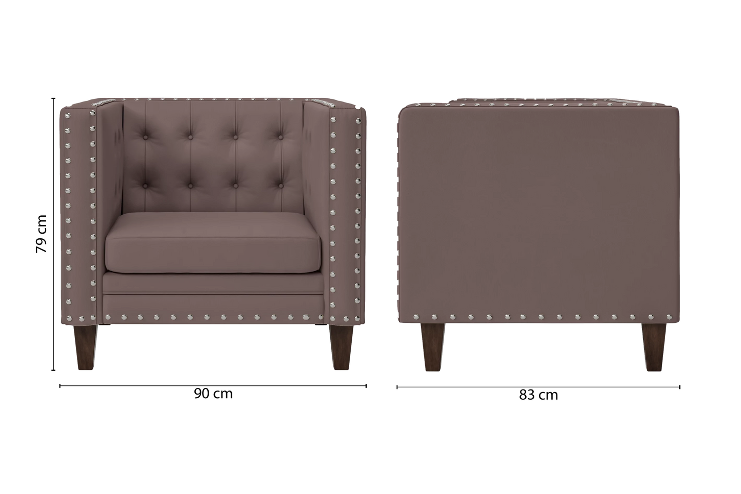 Rovigo Armchair Rose Taupe Leather