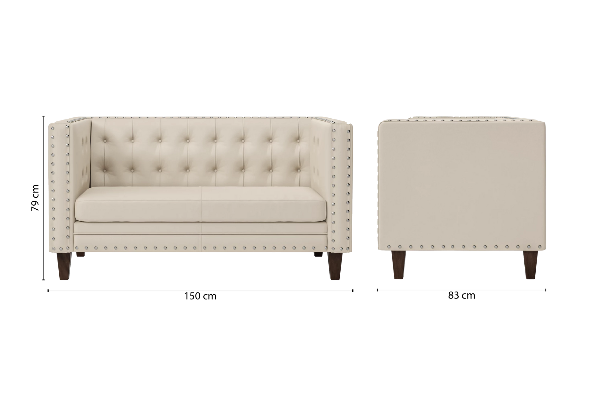 Rovigo 2 Seater Sofa Cream Leather