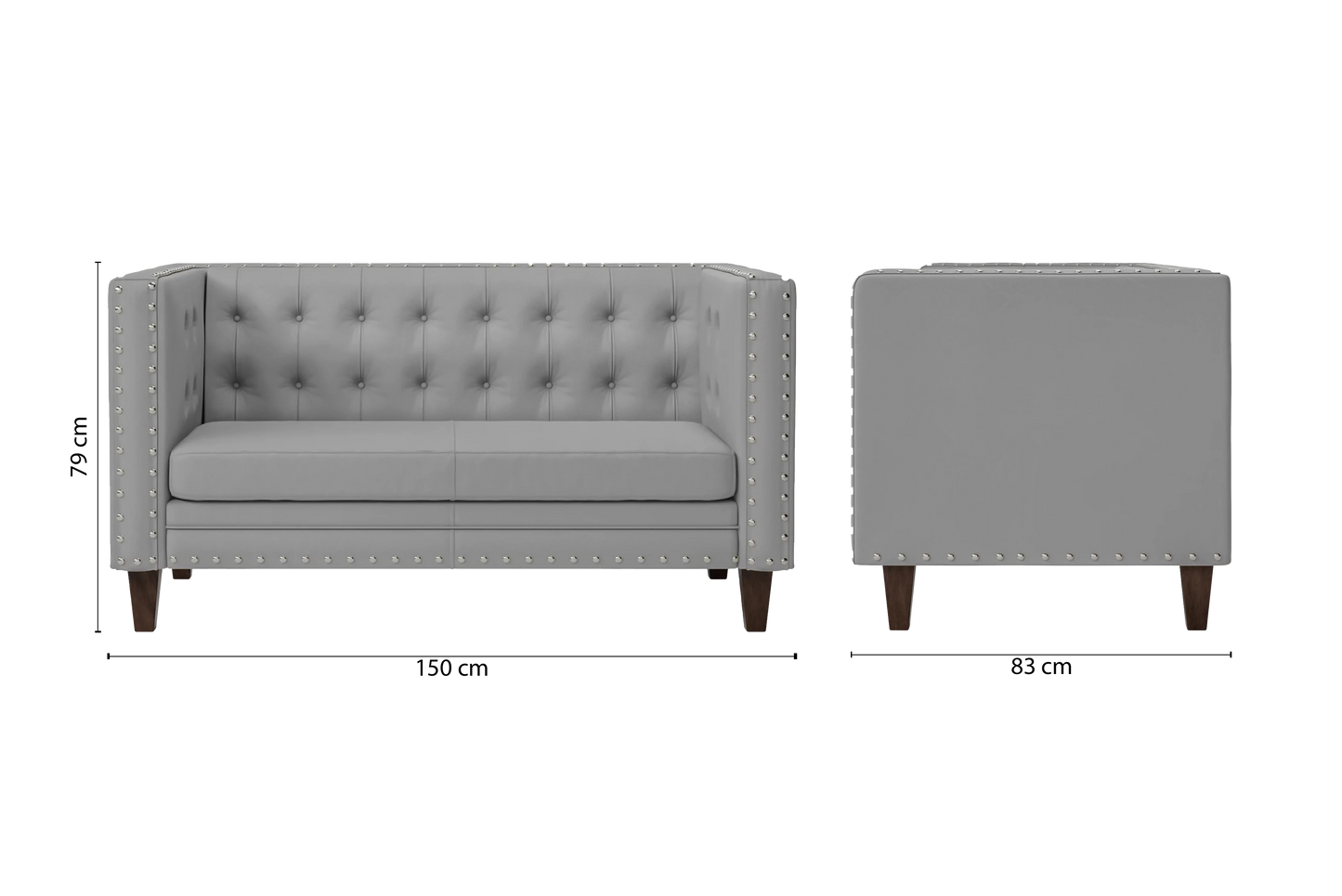 Rovigo 2 Seater Sofa Grey Leather