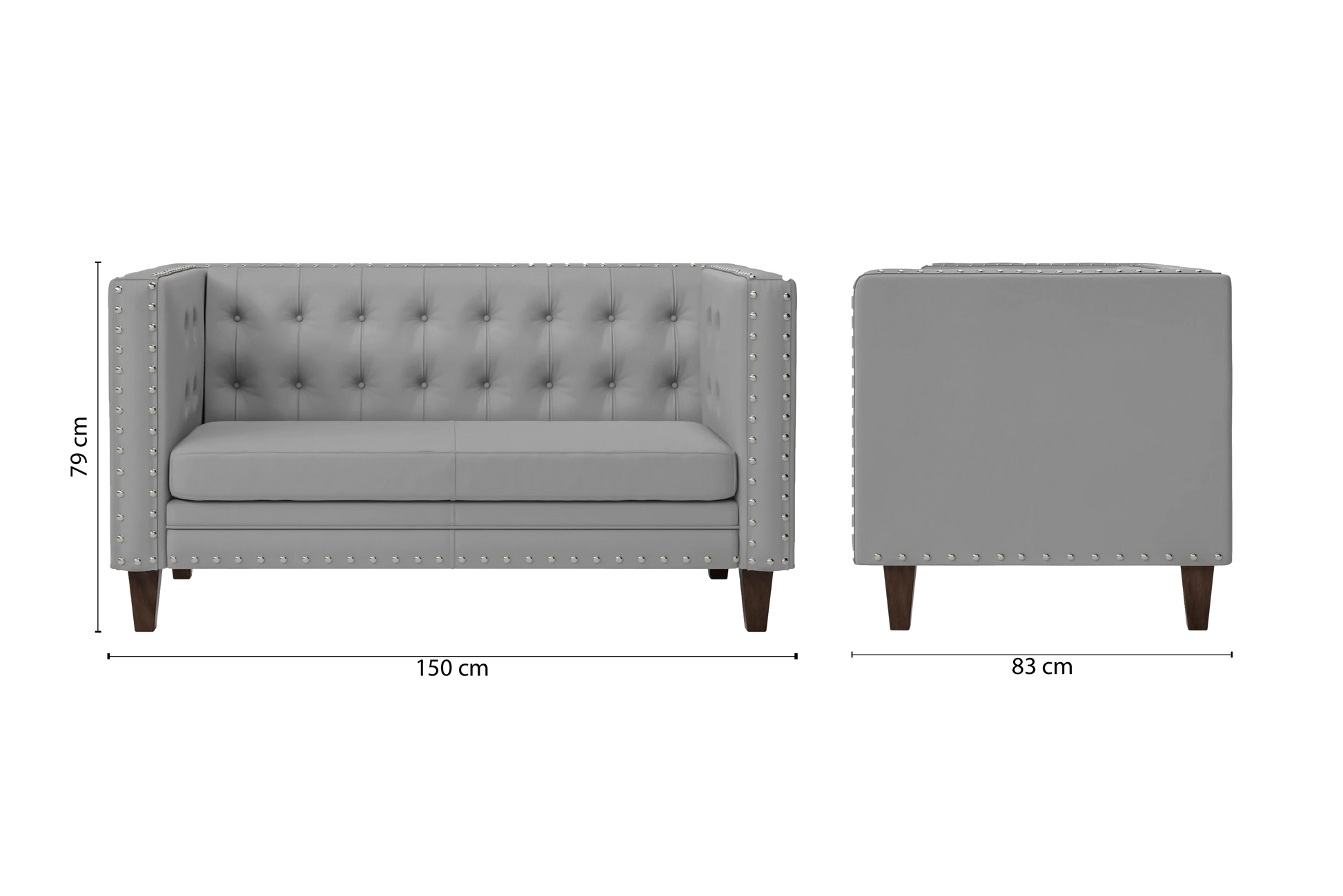 Rovigo 2 Seater Sofa Grey Leather