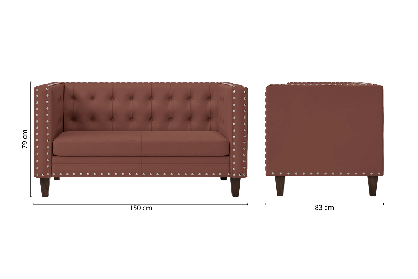 Rovigo 2 Seater Sofa Mauve Leather