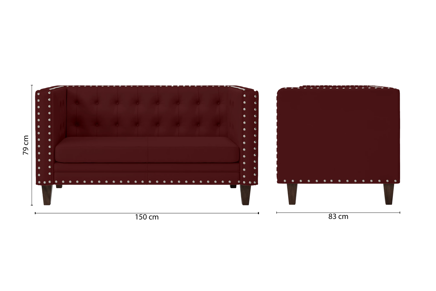 Rovigo 2 Seater Sofa Red Leather