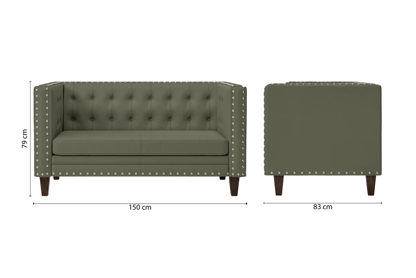 Rovigo 2 Seater Sofa Sage Leather