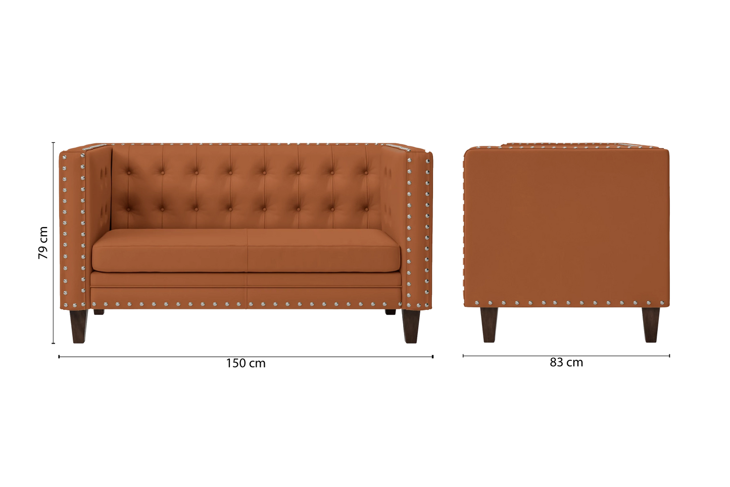 Rovigo 2 Seater Sofa Tan Brown Leather