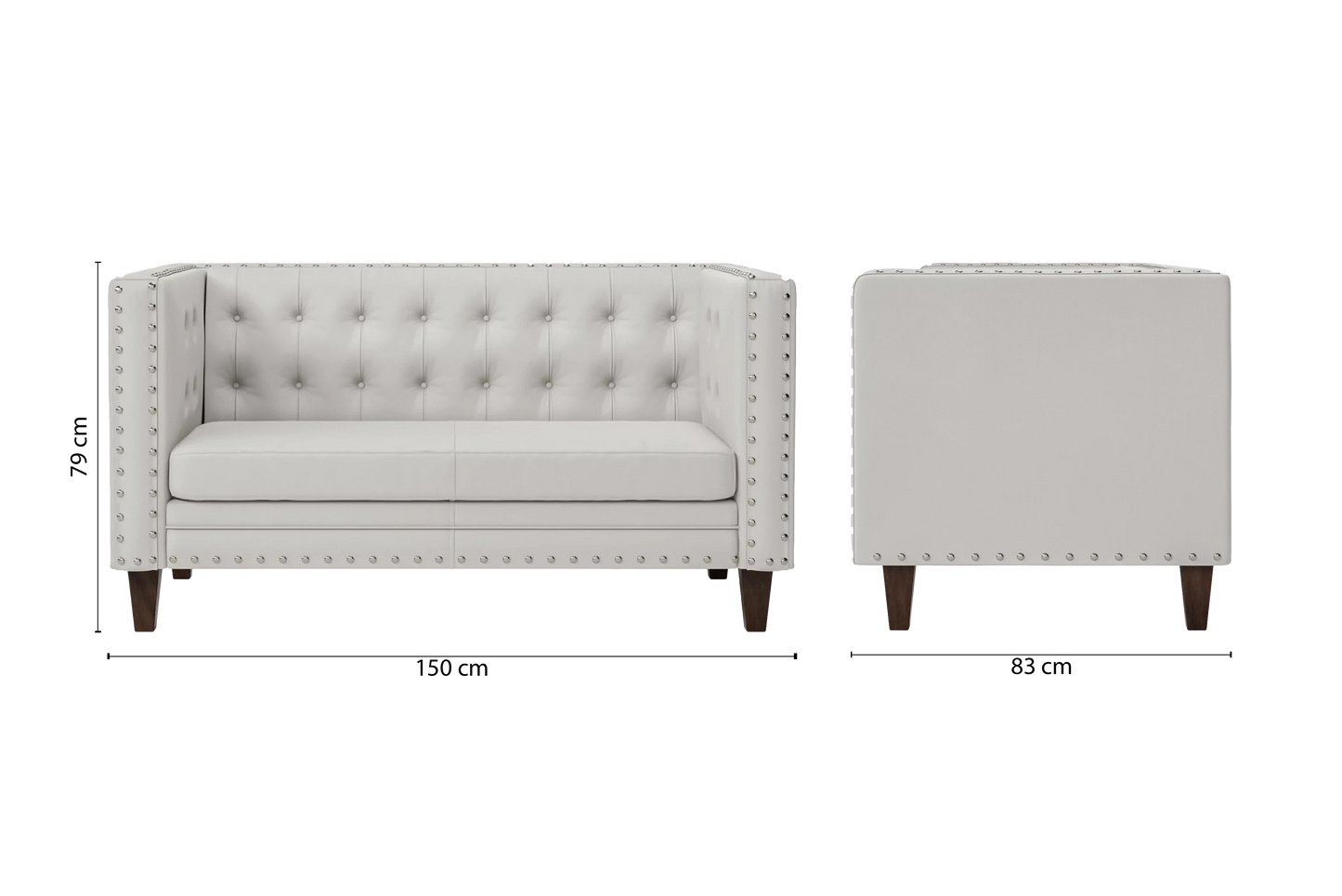 Rovigo 2 Seater Sofa White Leather