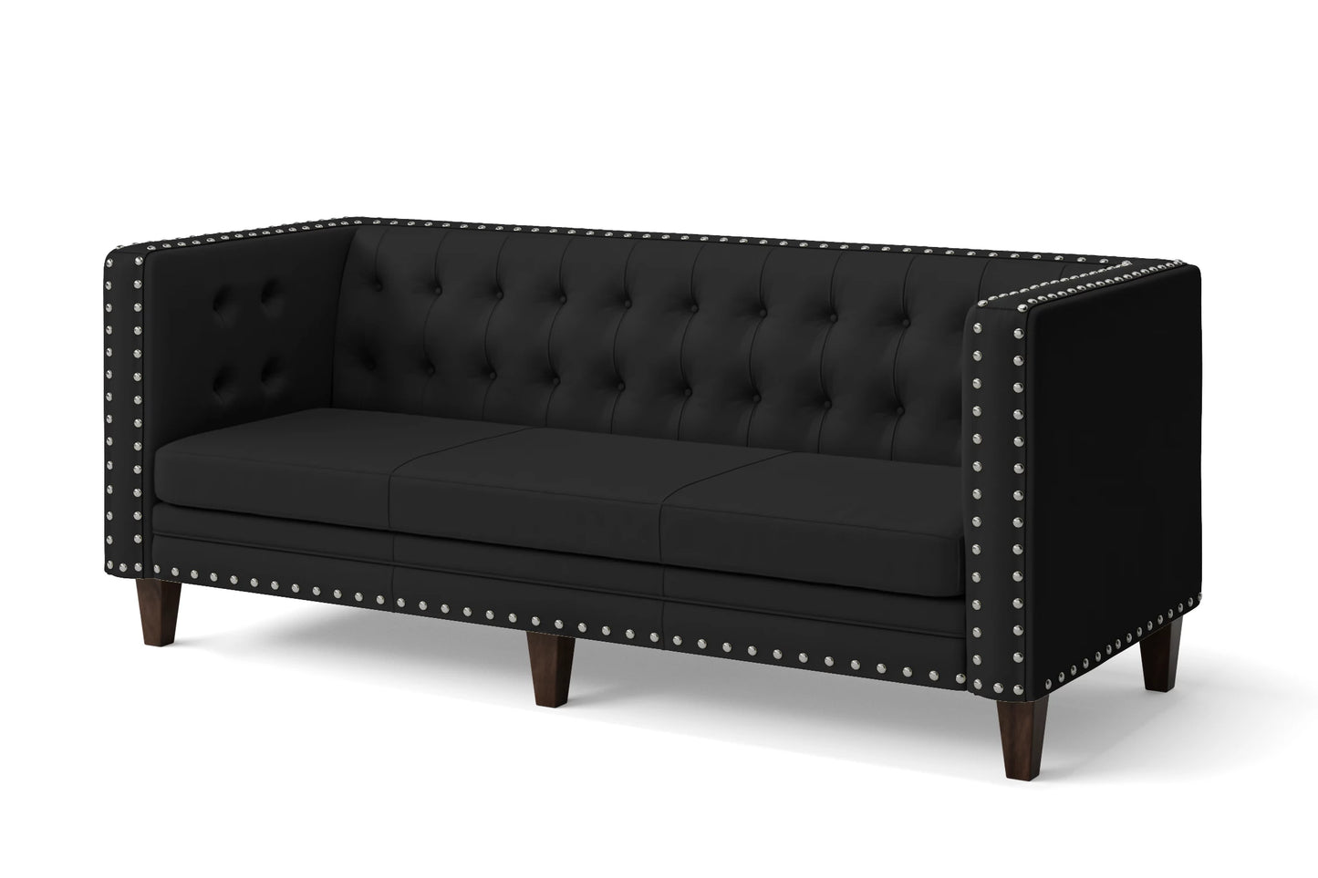 Rovigo 3 Seater Sofa Black Leather