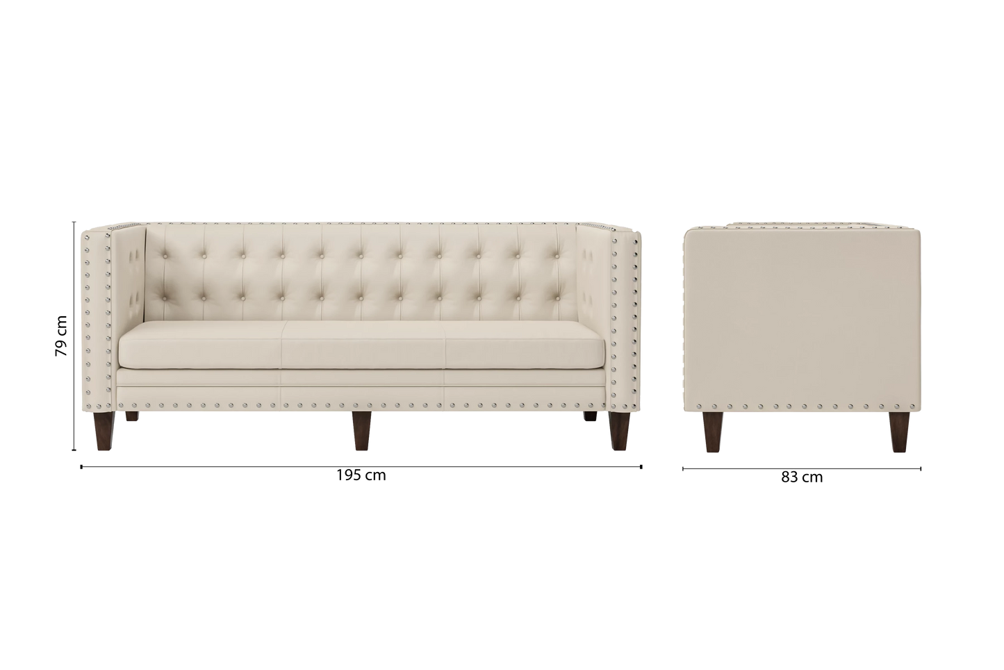 Rovigo 3 Seater Sofa Cream Leather