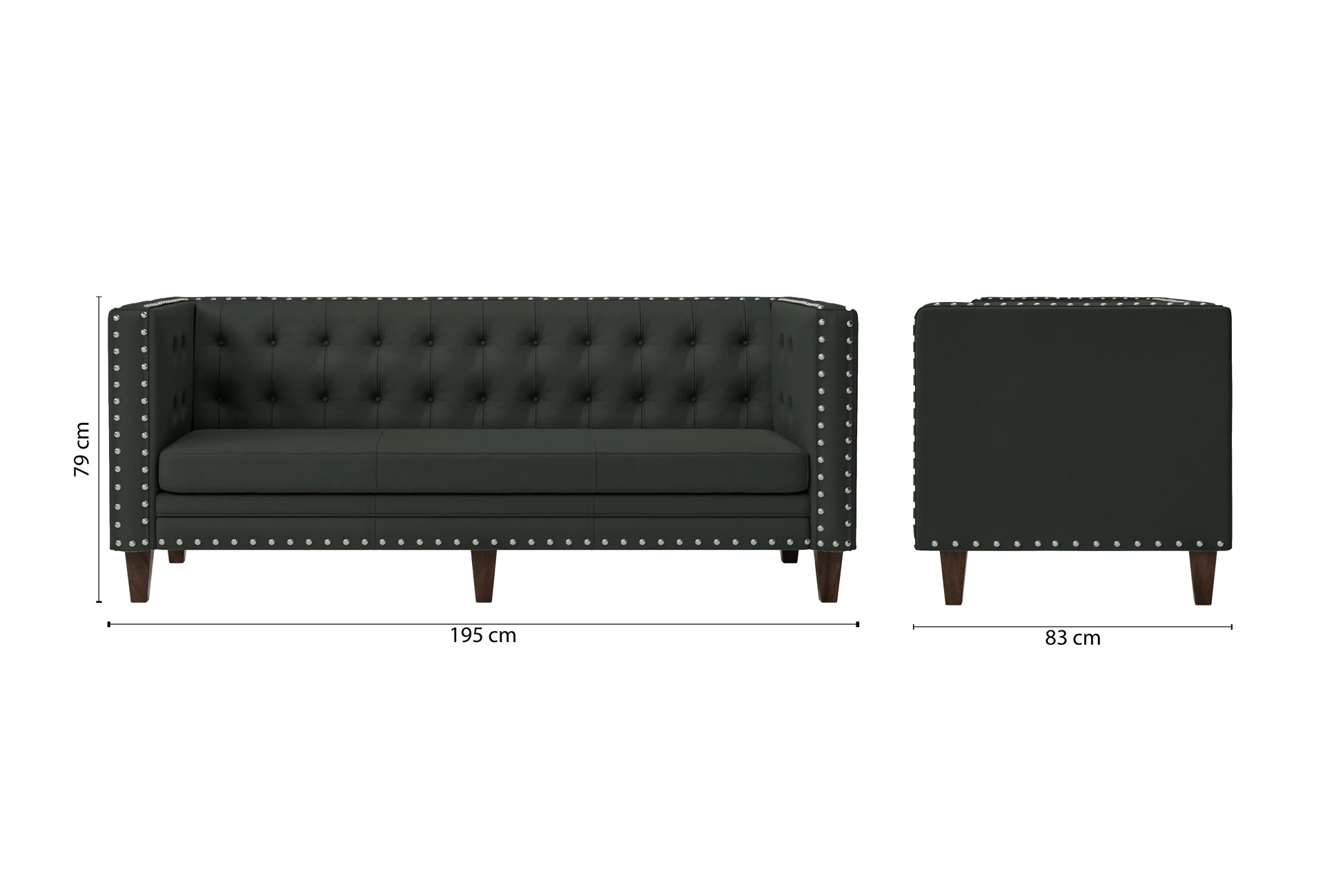 Rovigo 3 Seater Sofa Green Leather