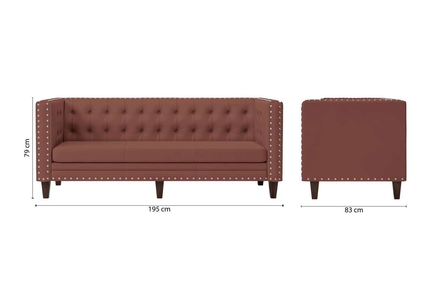 Rovigo 3 Seater Sofa Mauve Leather