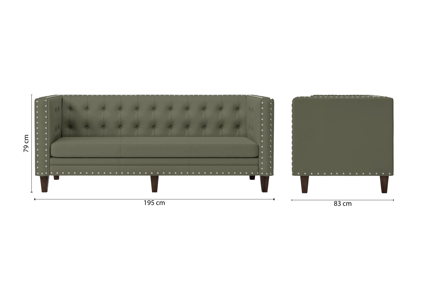 Rovigo 3 Seater Sofa Sage Leather