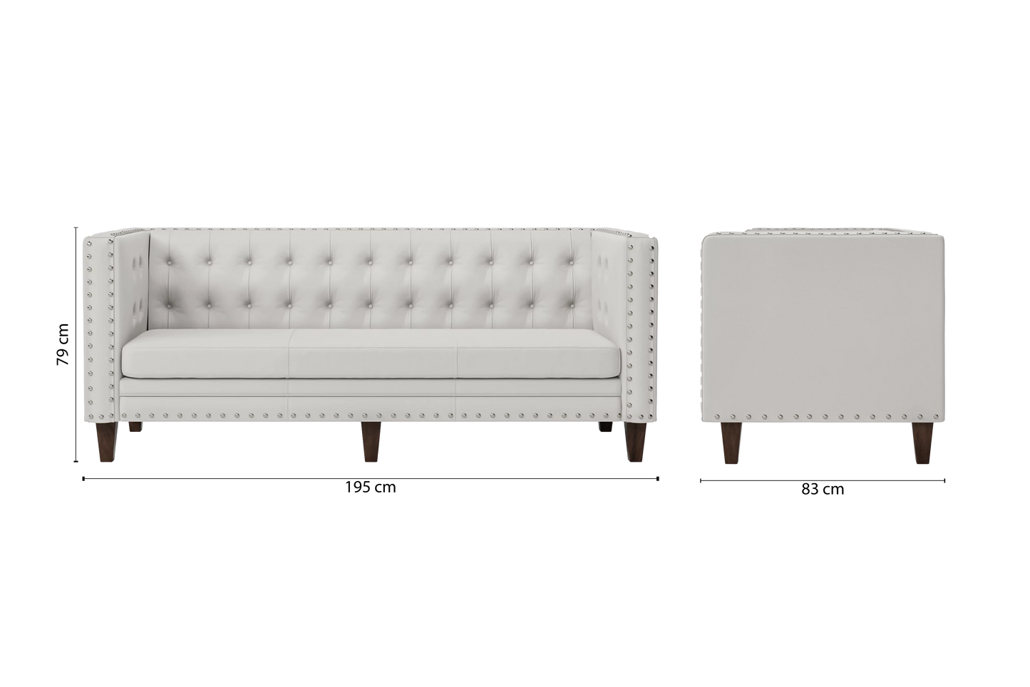 Rovigo 3 Seater Sofa White Leather