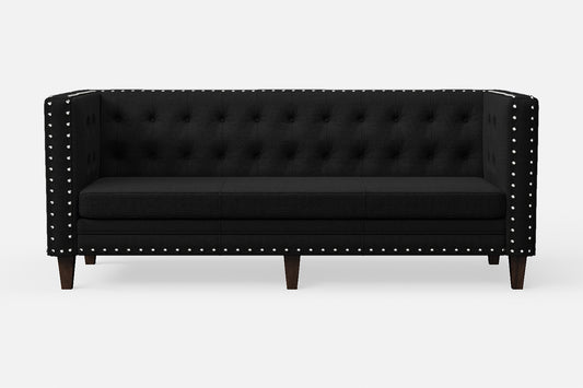 Rovigo 3 Seater Sofa Black Linen Fabric