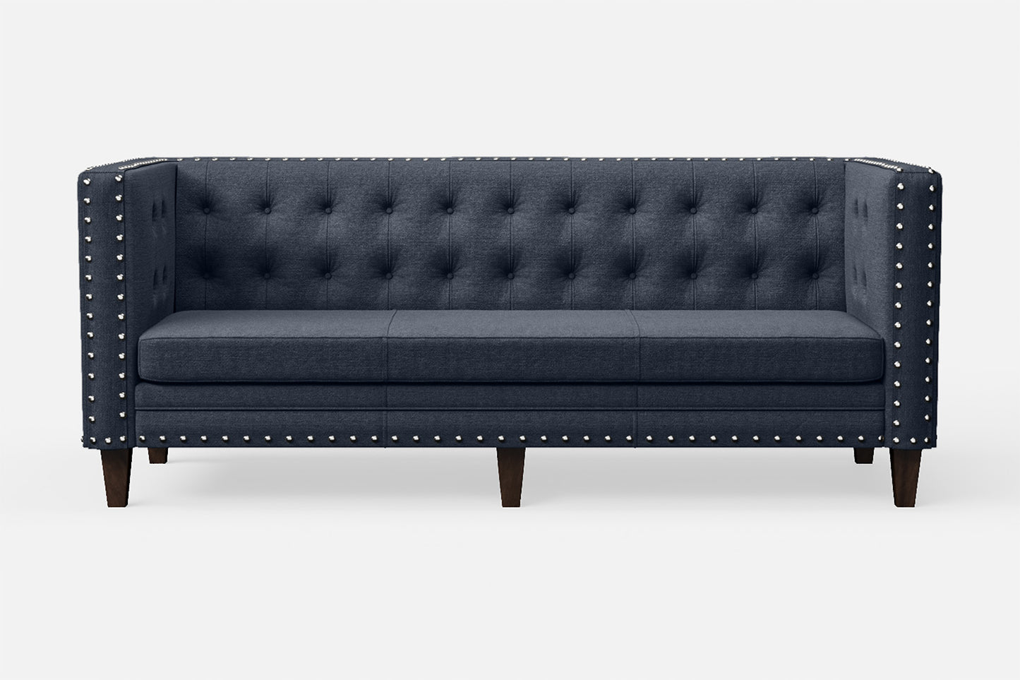 Rovigo 3 Seater Sofa Dark Blue Linen Fabric