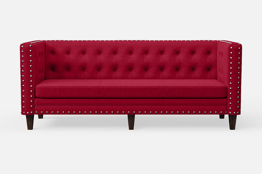 Rovigo 3 Seater Sofa Red Linen Fabric