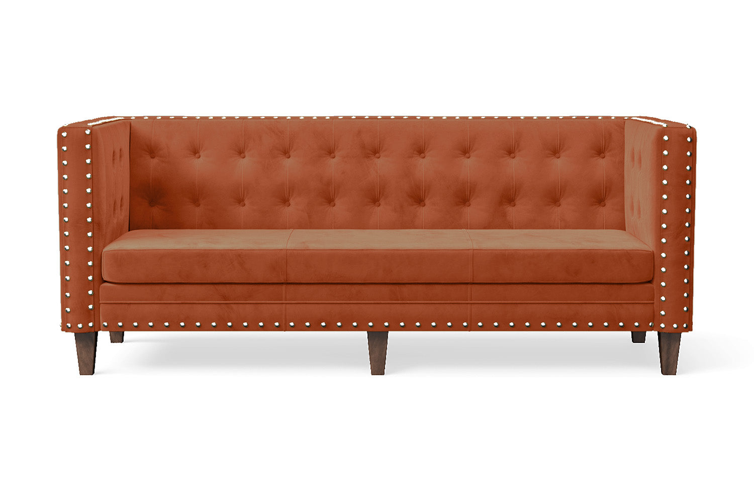 Rovigo 3 Seater Sofa Orange Velvet