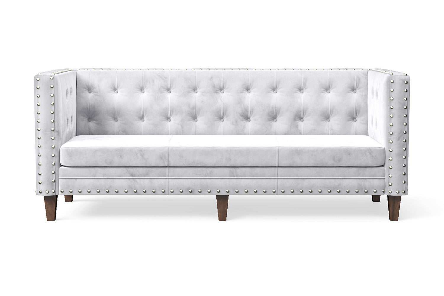 Rovigo 3 Seater Sofa Silver Velvet