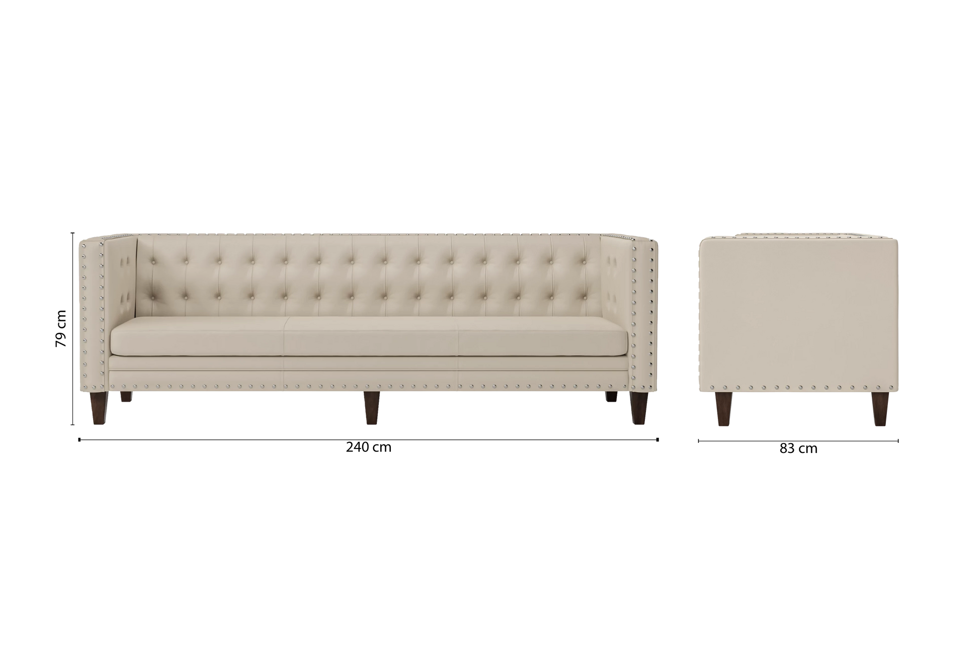 Rovigo 4 Seater Sofa Cream Leather