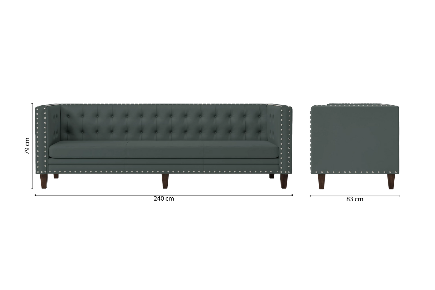 Rovigo 4 Seater Sofa Dusky Turquoise Leather