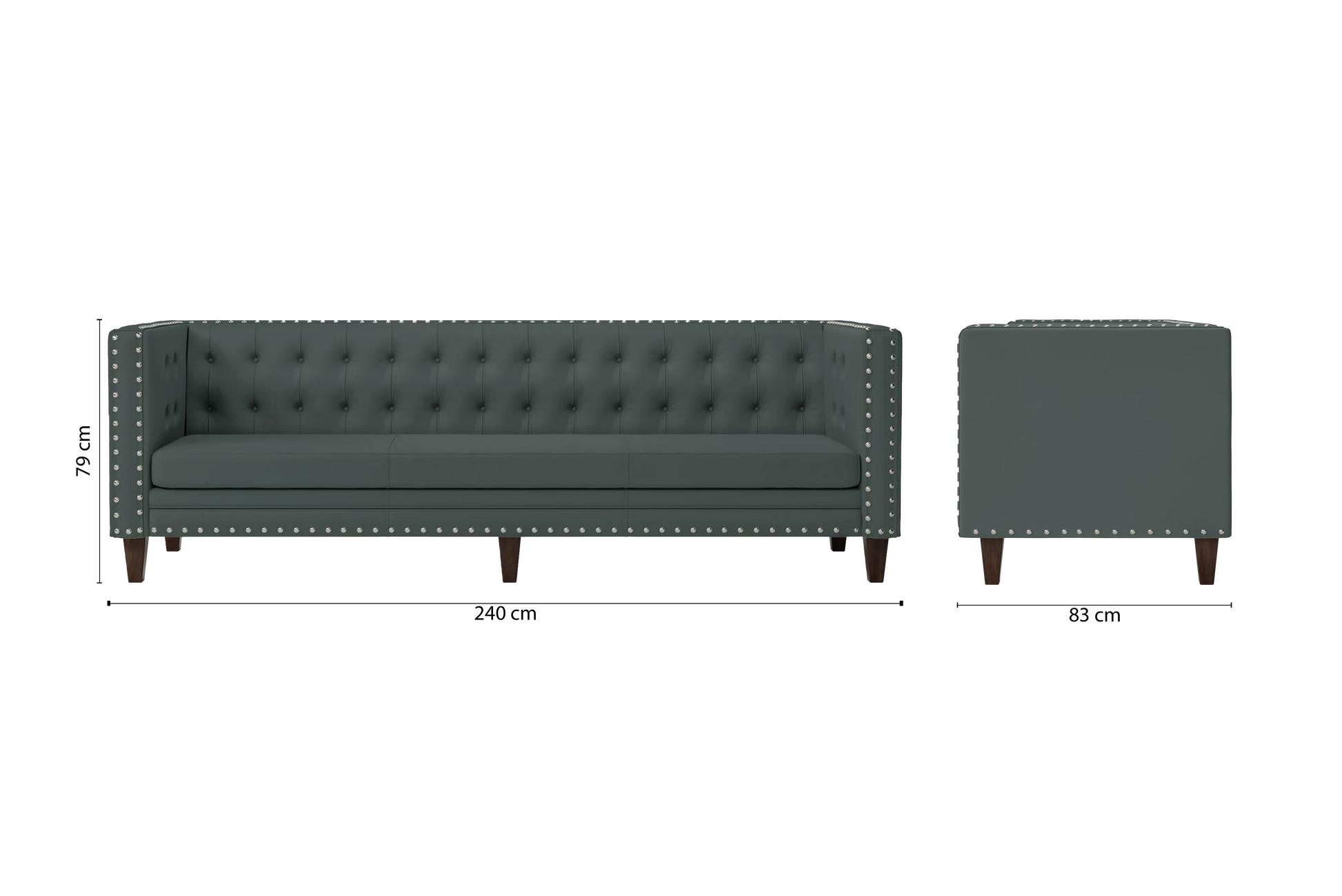 Rovigo 4 Seater Sofa Dusky Turquoise Leather