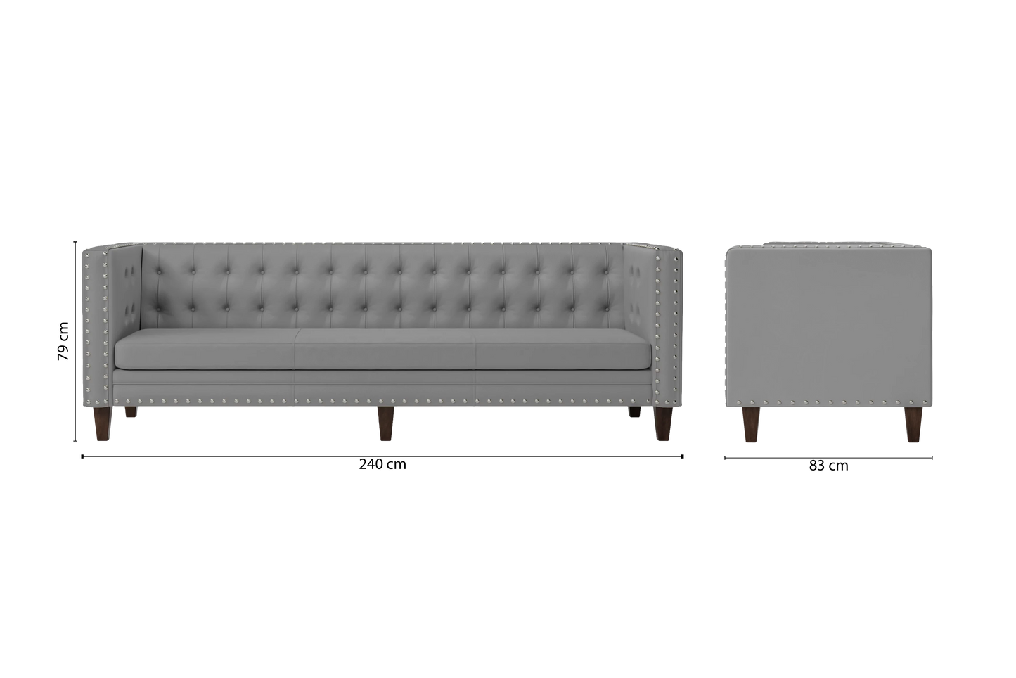 Rovigo 4 Seater Sofa Grey Leather