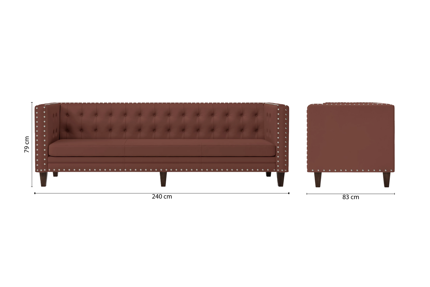 Rovigo 4 Seater Sofa Mauve Leather