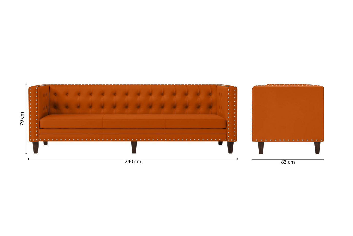 Rovigo 4 Seater Sofa Orange Leather