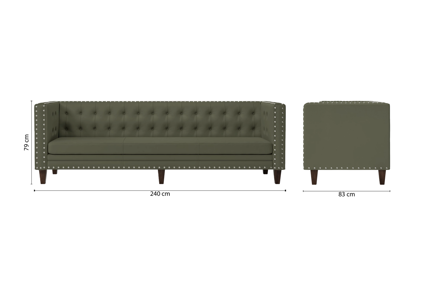 Rovigo 4 Seater Sofa Sage Leather