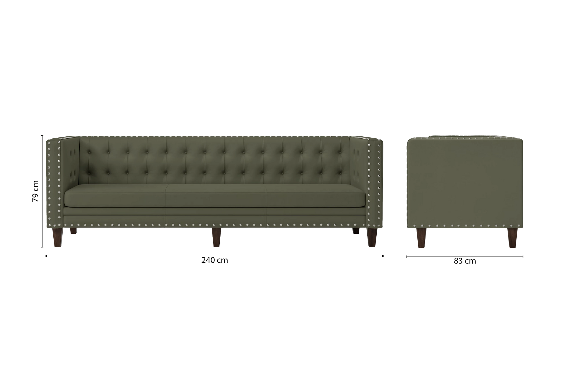 Rovigo 4 Seater Sofa Sage Leather