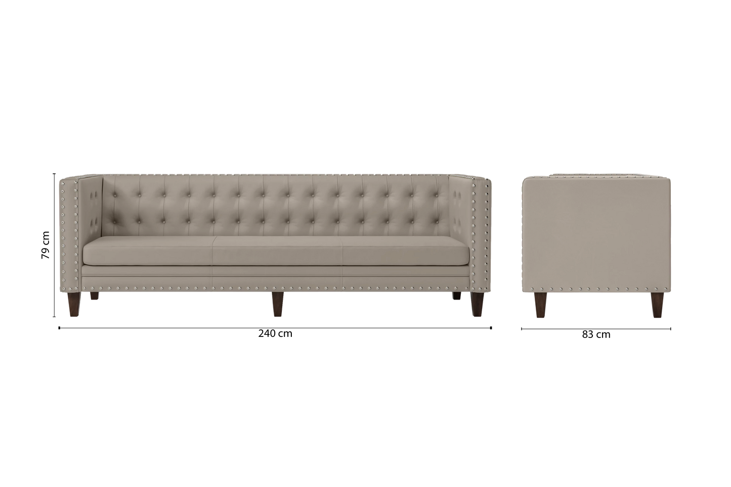 Rovigo 4 Seater Sofa Sand Leather