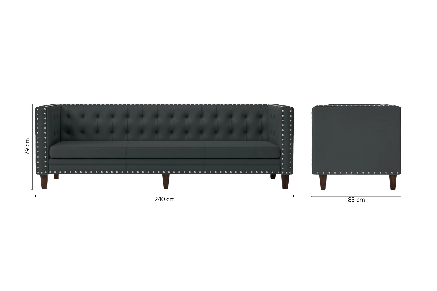 Rovigo 4 Seater Sofa Slate Leather