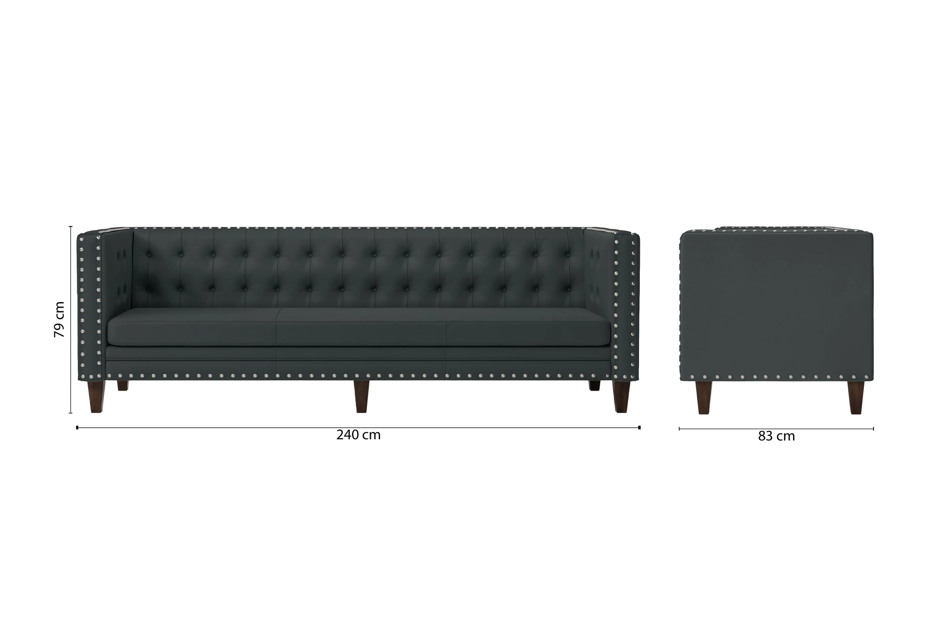 Rovigo 4 Seater Sofa Slate Leather