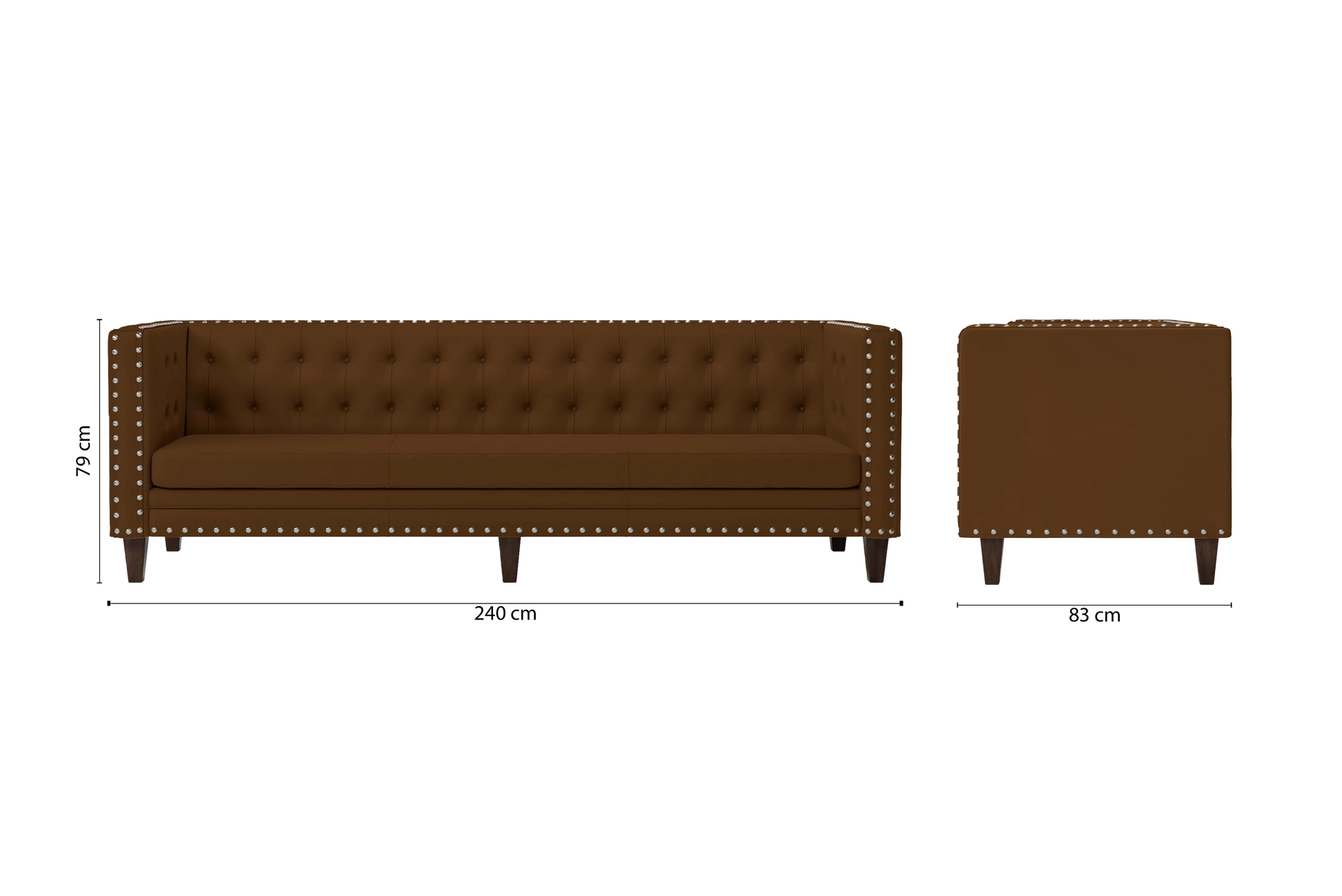 Rovigo 4 Seater Sofa Walnut Brown Leather