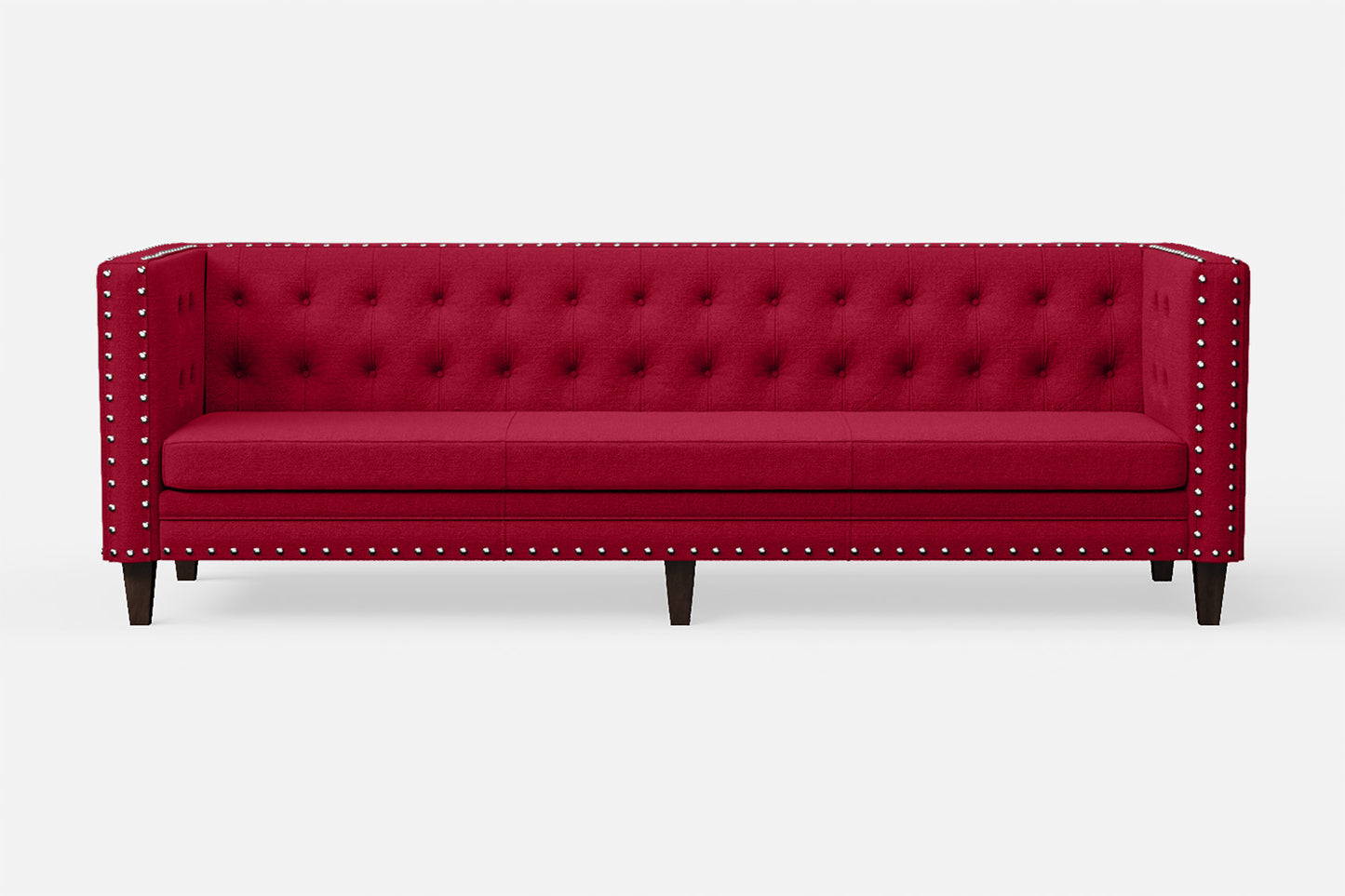 Rovigo 4 Seater Sofa Red Linen Fabric