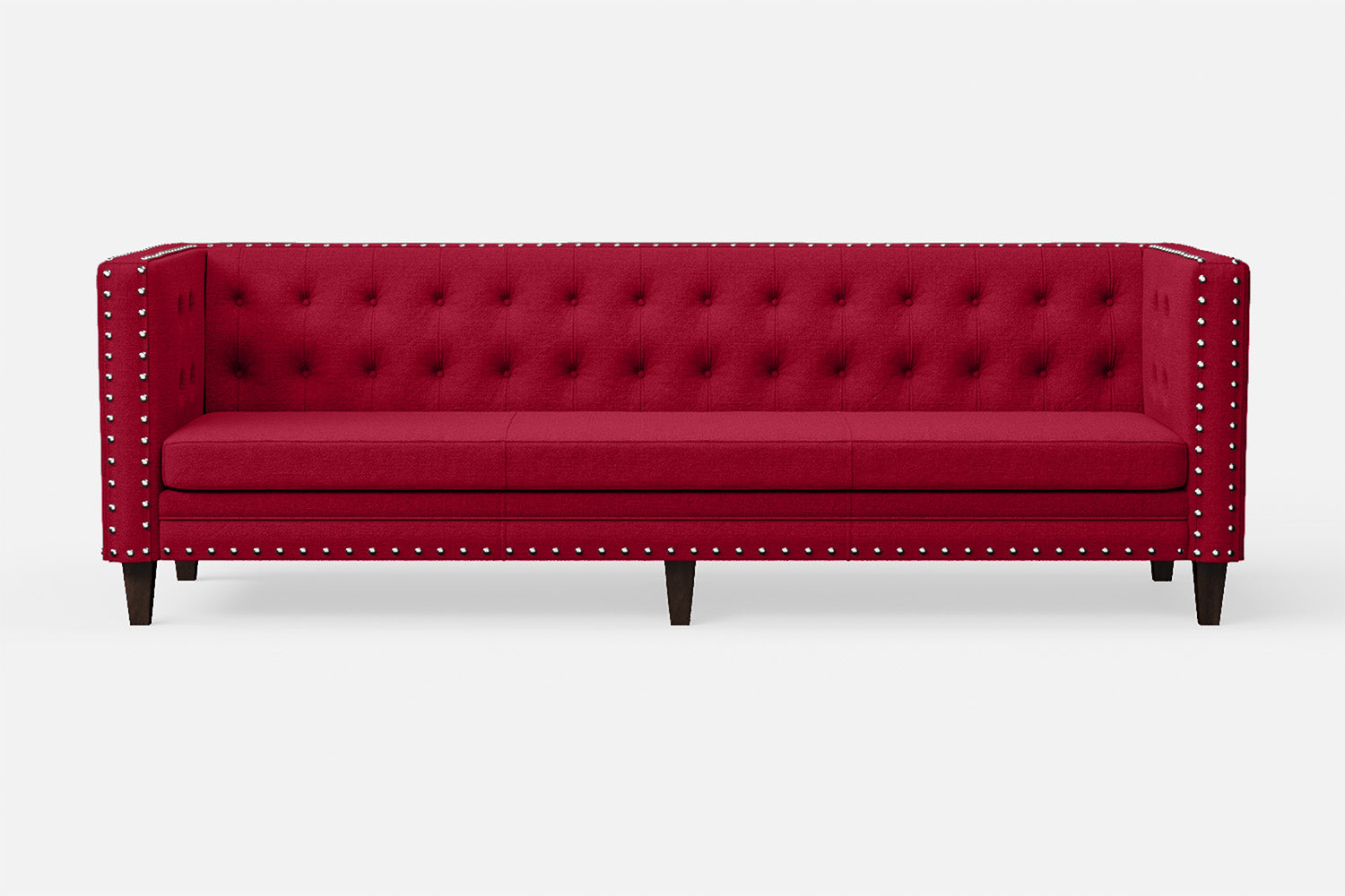 Rovigo 4 Seater Sofa Red Linen Fabric