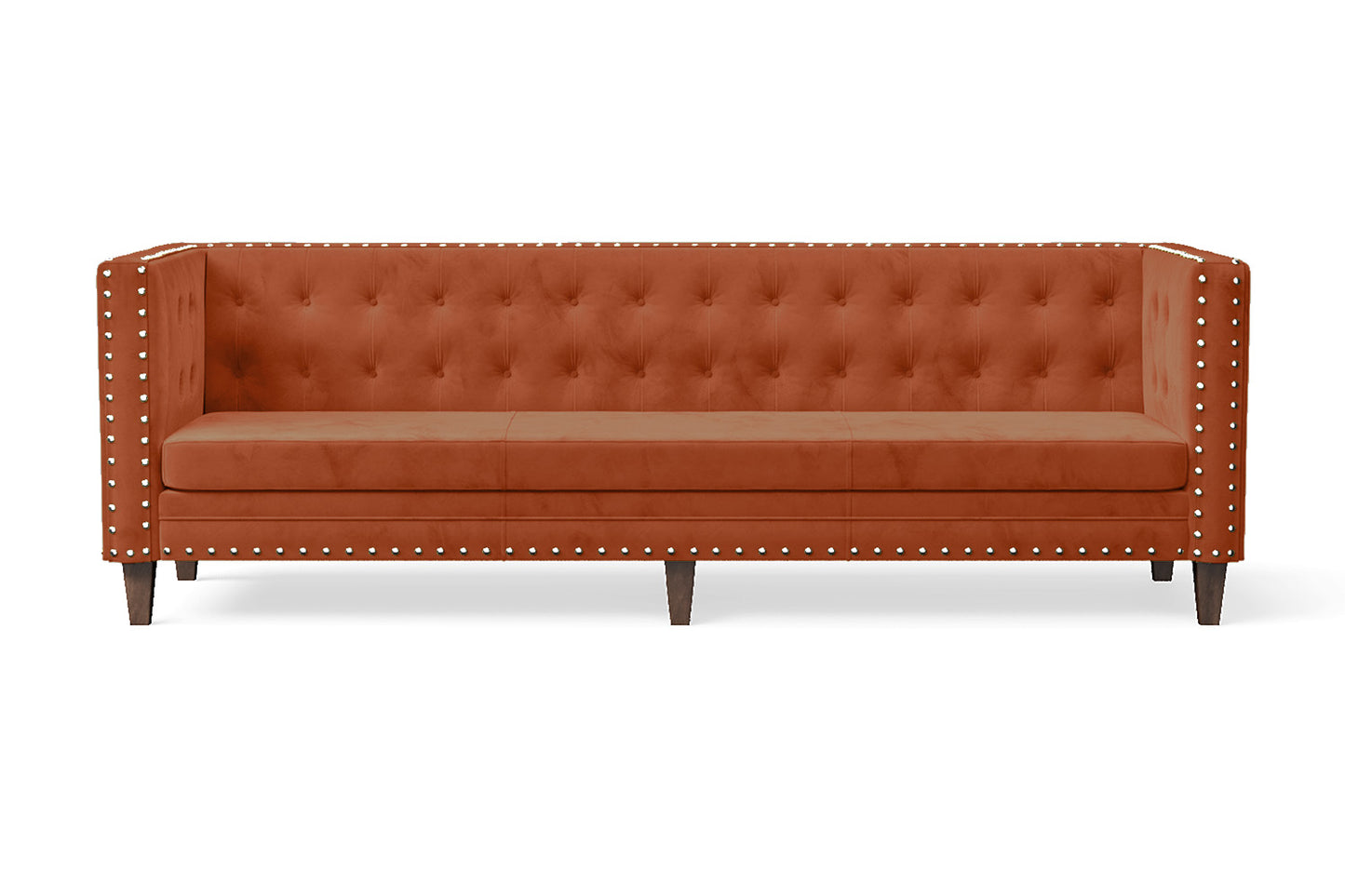 Rovigo 4 Seater Sofa Orange Velvet