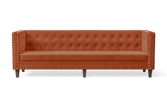 Rovigo 4 Seater Sofa Orange Velvet