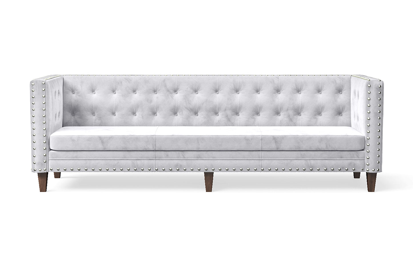 Rovigo 4 Seater Sofa Silver Velvet