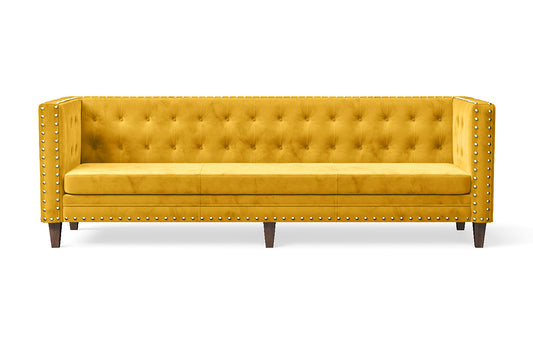 Rovigo 4 Seater Sofa Yellow Velvet