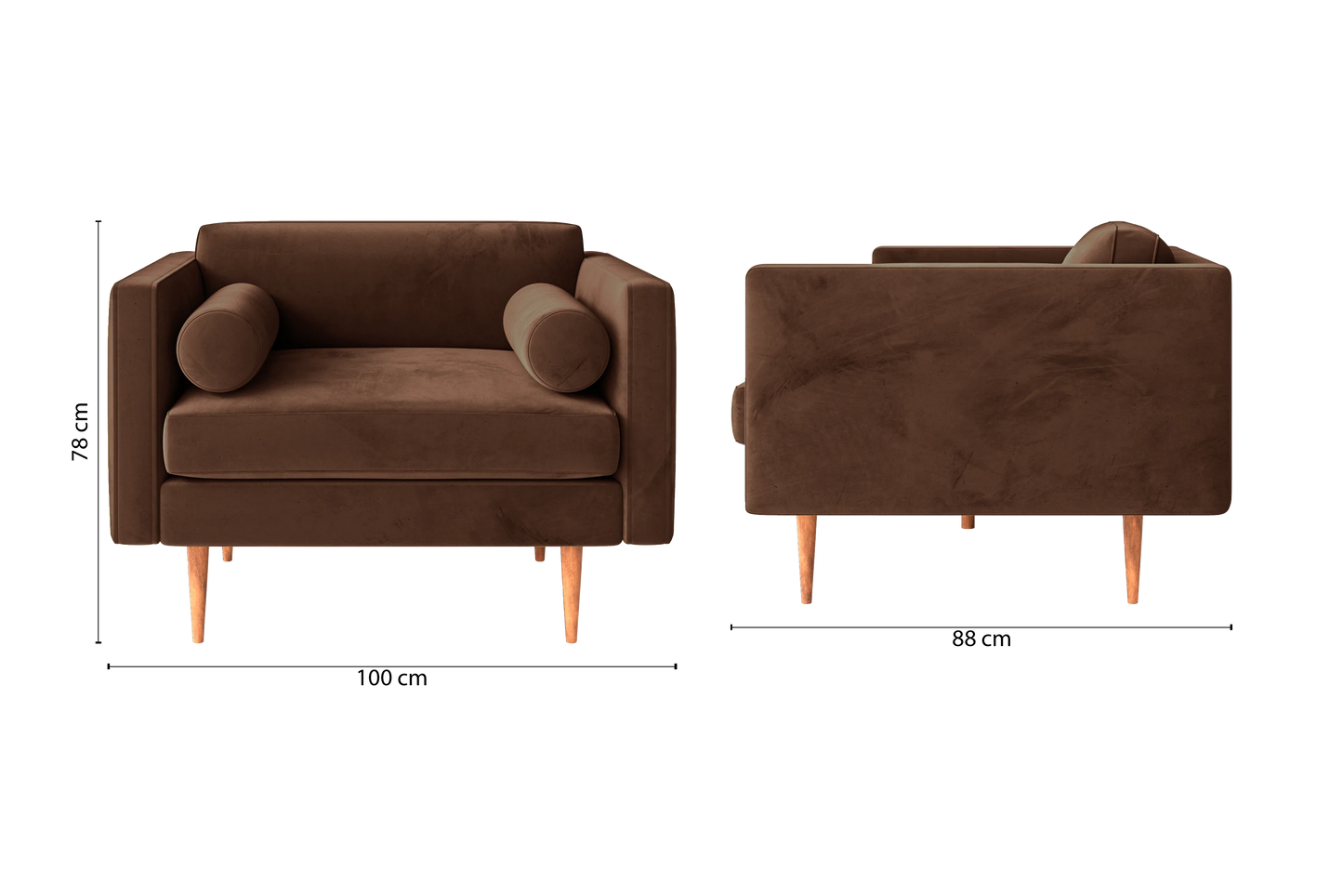 Salerno Armchair Coffee Brown Velvet